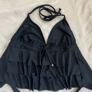 Catalina Large 12/14 Black Tank swim top, ruffles, tiers, cute comfy tankini